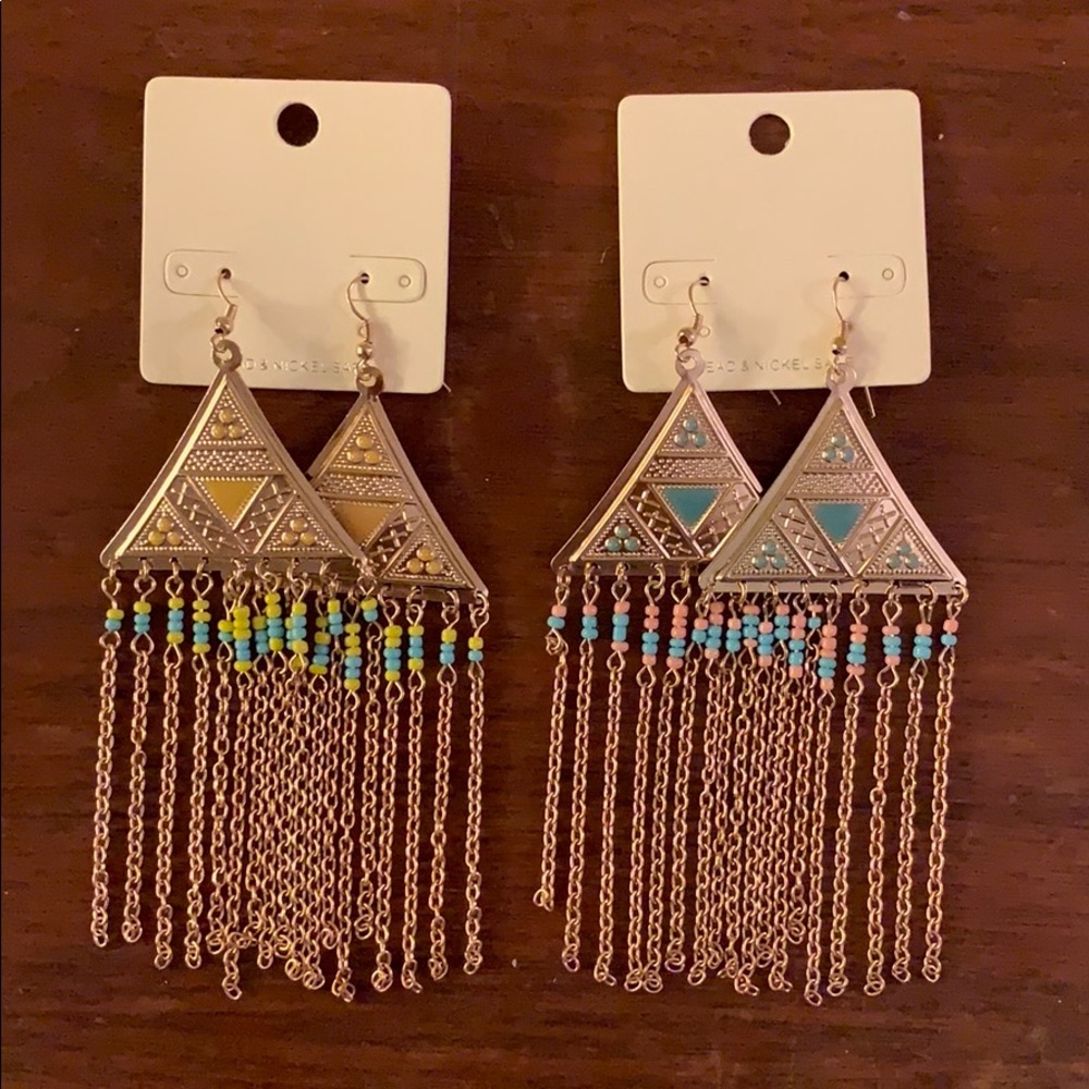 Gold tassel beaded earrings